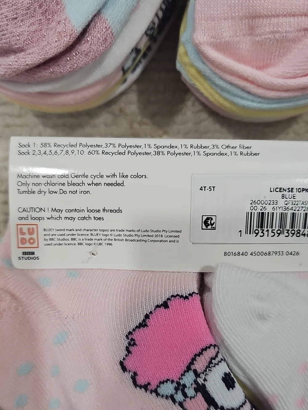 Bluey Toddler Ankle Socks Size 4T-5T
